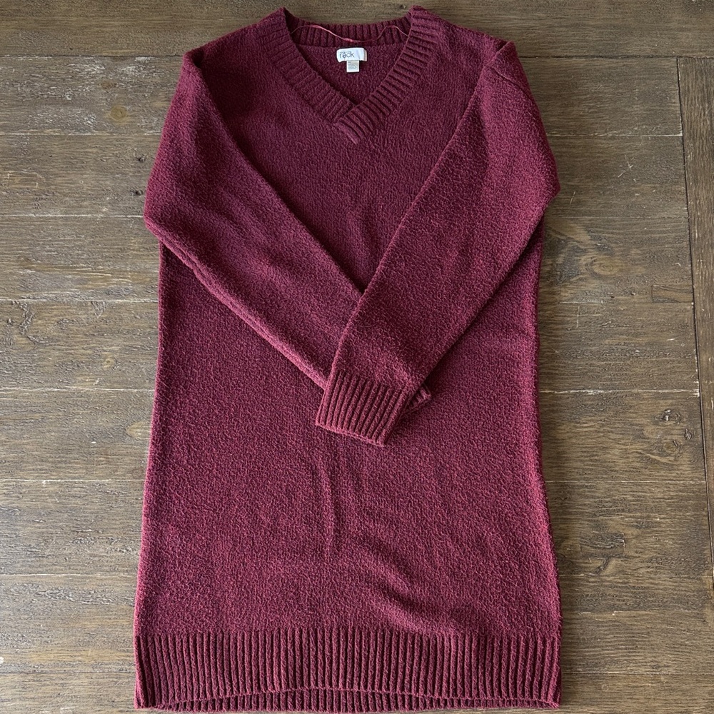 Nordstrom Rack Maroon V-Neck Sweater Dress